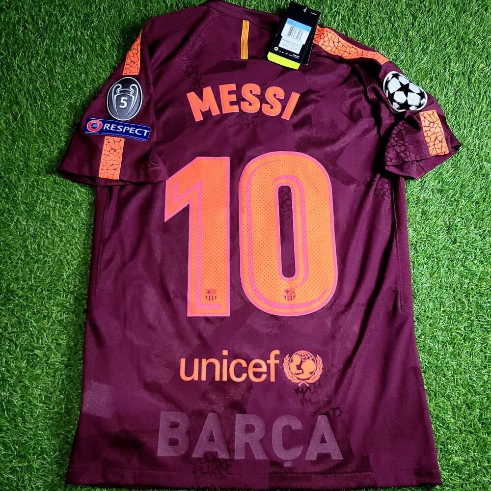 Messi Barcelona 2017 2018 Third UEFA PLAYER ISSUE Soccer Jersey BNWT M